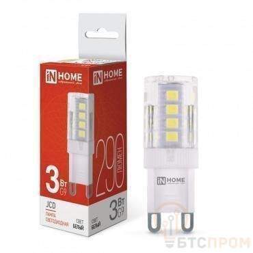 лампа светодиодная led-jcd 3вт капсульная прозрачная 4000к нейтр. бел. g9 290лм 230в in home 4690612036267 от BTSprom.by