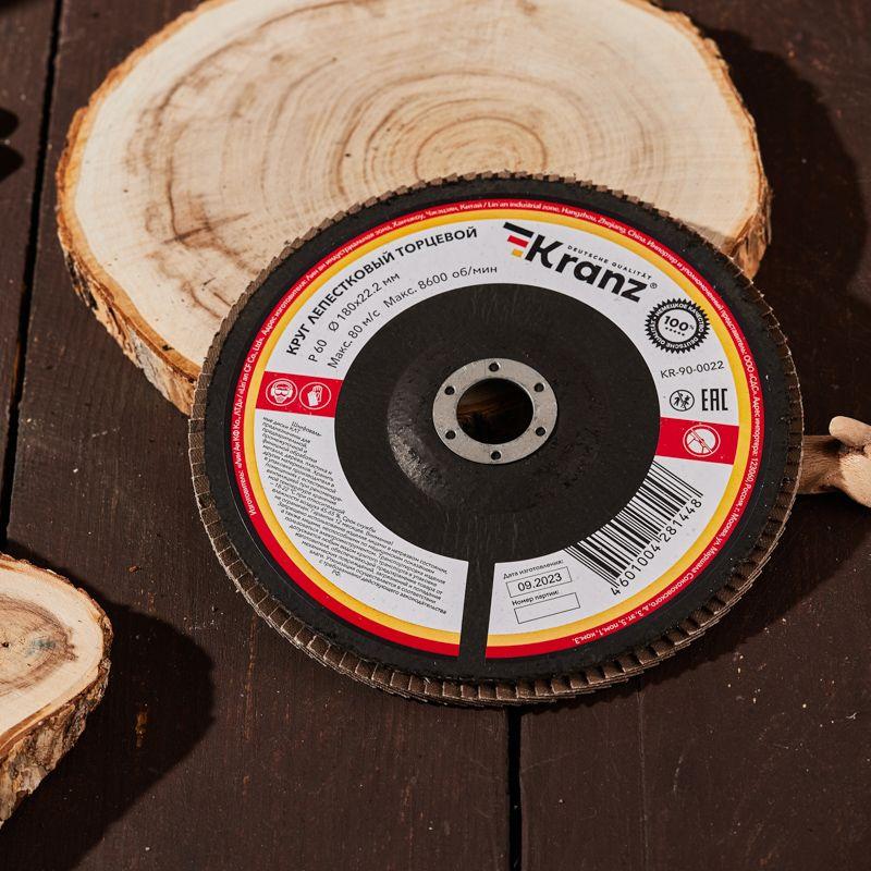  Круг лепестковый торцевой P60 180х22.2мм Kranz KR-90-0022 фото в каталоге от BTSprom.by