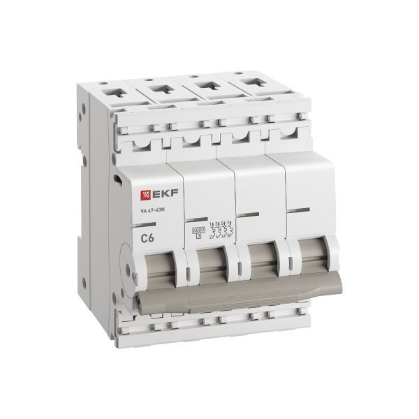  Выключатель автоматический модульный 4п C 6А 6кА ВА 47-63N PROxima EKF M636406C фото в каталоге от BTSprom.by