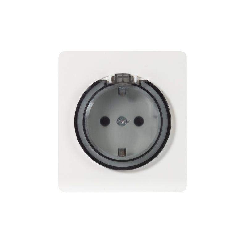 розетка 1-м сп round miele 16а с заземл. защ. шторки и крышкой перламутр kranz kr-78-0702-1 от BTSprom.by