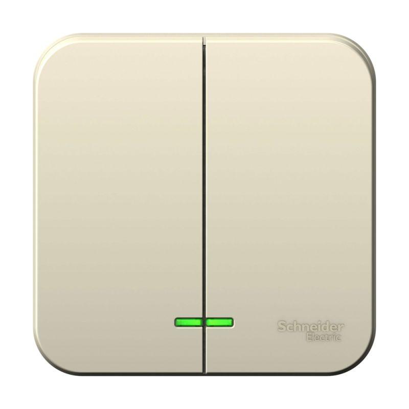 выключатель 2-кл. оп blanca 6а ip20 (сх. 5) 250в с подсветкой молочн. se blnva065102 от BTSprom.by