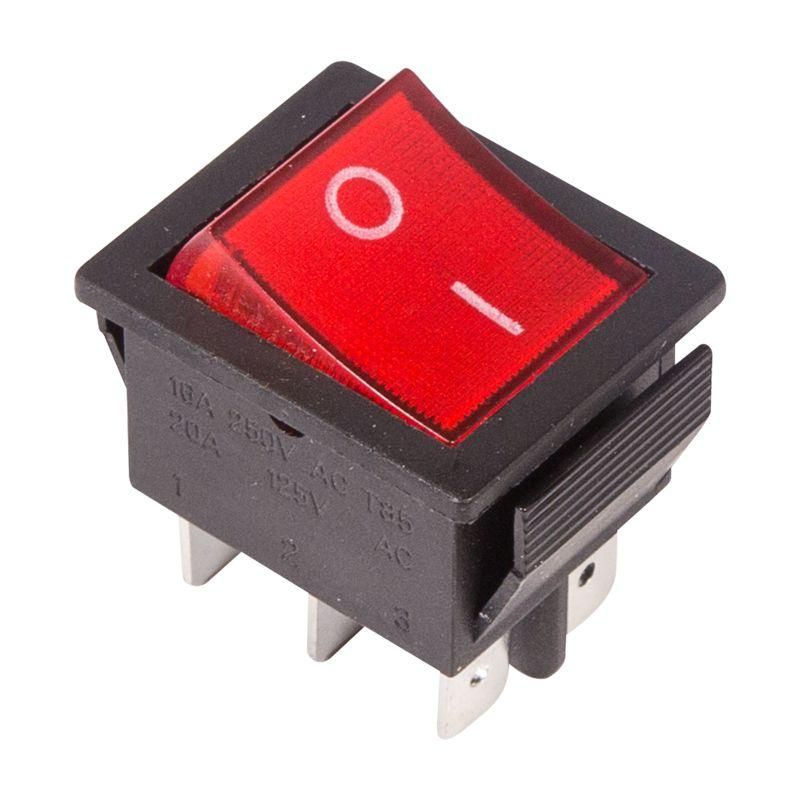 выключатель клавишный 250в 15а (6с) on-on с подсветкой (rwb-506; sc-767) красн. rexant 36-2350 от BTSprom.by