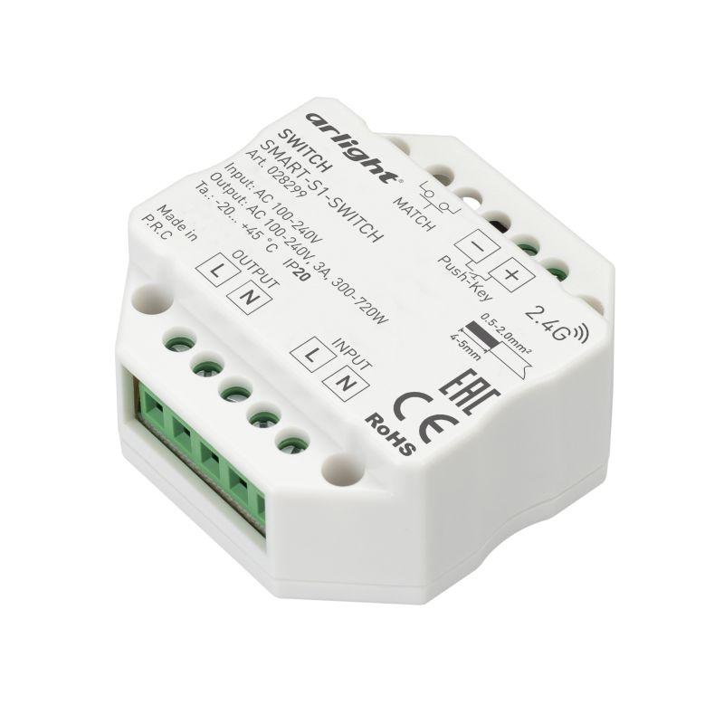 контроллер-выключатель smart-s1-switch (230в 3а 2.4g) (ip20 пластик) arlight 028299 от BTSprom.by