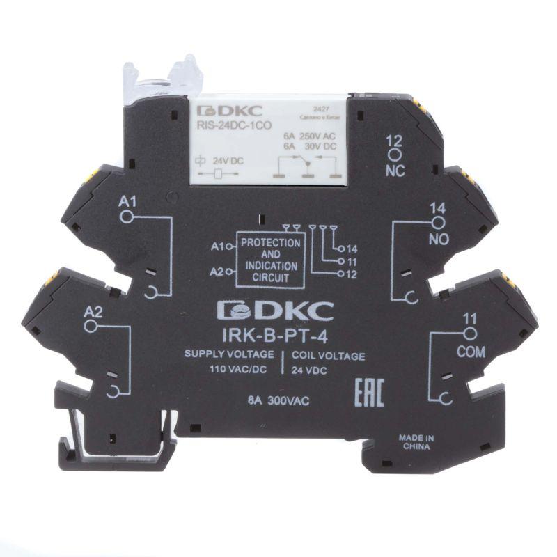 реле интерфейсное 1co ком. ток 6а agsno2 напряжение 110в ac/dc push-in клеммы dkc irk-110uc-1co-pt от BTSprom.by