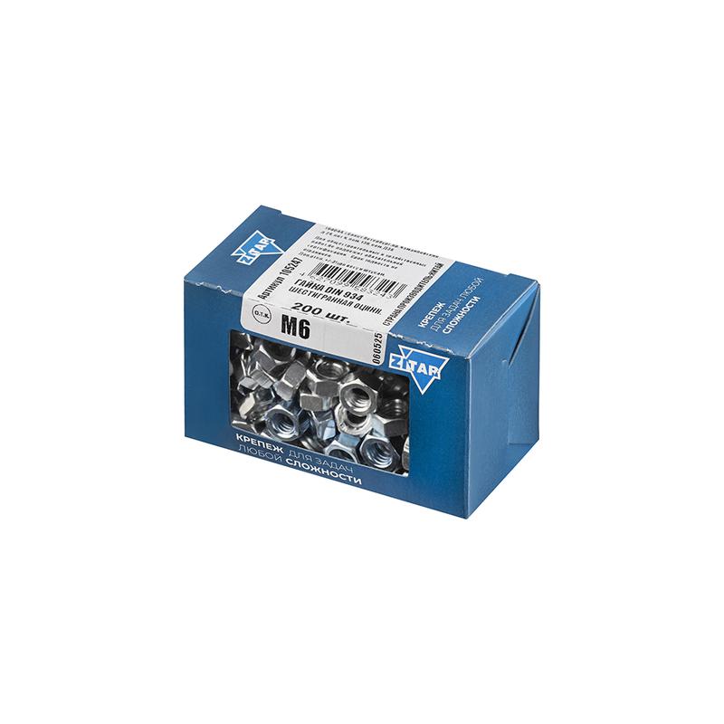  Гайка шестигранная М6 DIN 934 оцинк. (уп.200шт) Tech-Krep/Zitar 105247 фото в каталоге от BTSprom.by