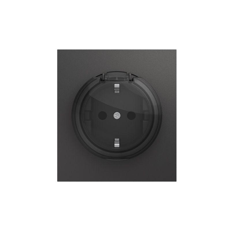 розетка 1-м сп strong 16а с заземл. защ. шторки и крышкой графит kranz kr-78-0702-6 от BTSprom.by