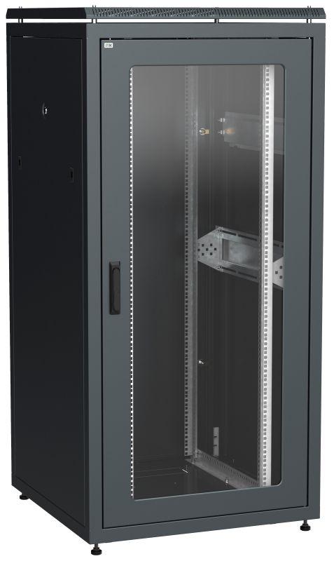 шкаф сетевой linea n 33u 800х800мм стекл. передняя дверь задняя металлическая черн. itk ln05-33u88-gm от BTSprom.by