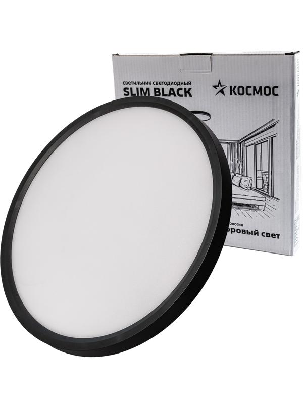 светильник светодиодный slim black 38вт 4500к ip40 2650лм 230в 400х25мм космос kslim38w_b4500k от BTSprom.by