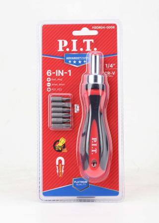 набор бит с рукояткой advance рукоятка с трещоткой; биты 6шт (блист.) (7 предметов) p.i.t. hsdr04-0006 от BTSprom.by