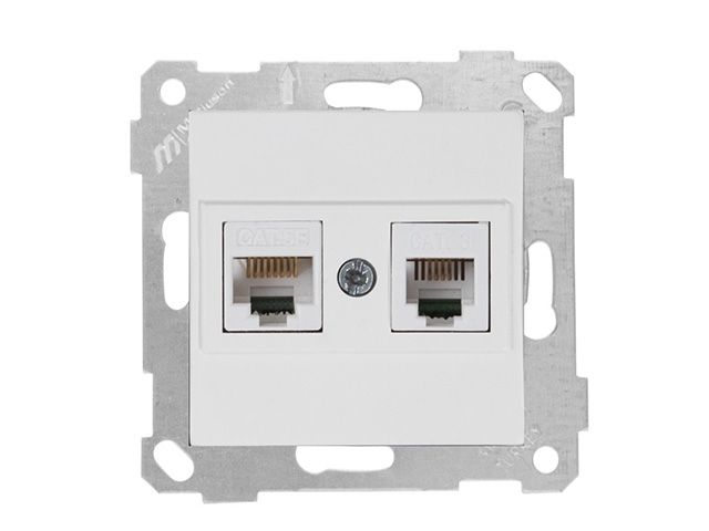 розетка телефонная + компьютерная (rj12+cat5e, скрытая, без рамки) белая, rita, mutlusan 2200 139 0101 от BTSprom.by
