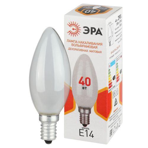 лампа накаливания b36 40вт свеча матовая e14/e14 230в эра б0066378 от BTSprom.by