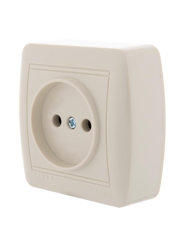  Розетка 1-м ОП Demet 16А IP20 без заземл. керамика крем. LEZARD 711-0300-121 фото в каталоге от BTSprom.by