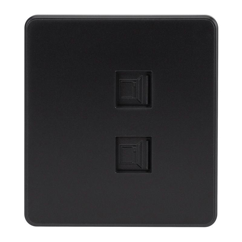 розетка компьютерная 2-м сп round rj45 + rj45 кат.6 ip20 оникс kranz kr-78-0725-3 от BTSprom.by