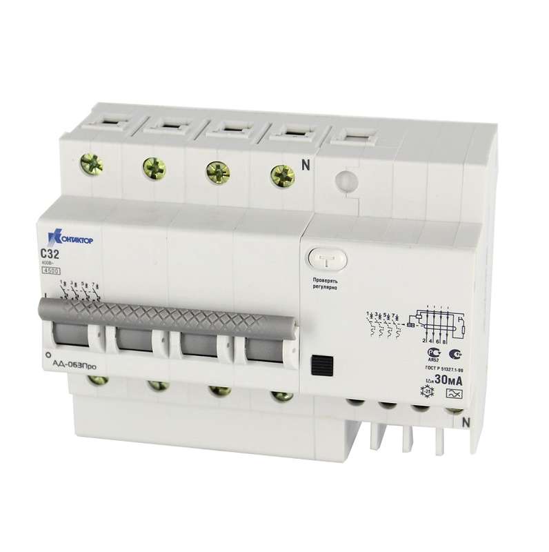 выключатель диф. тока 4п 40а 30ма тип a ад-063 контактор 7000645 от BTSprom.by