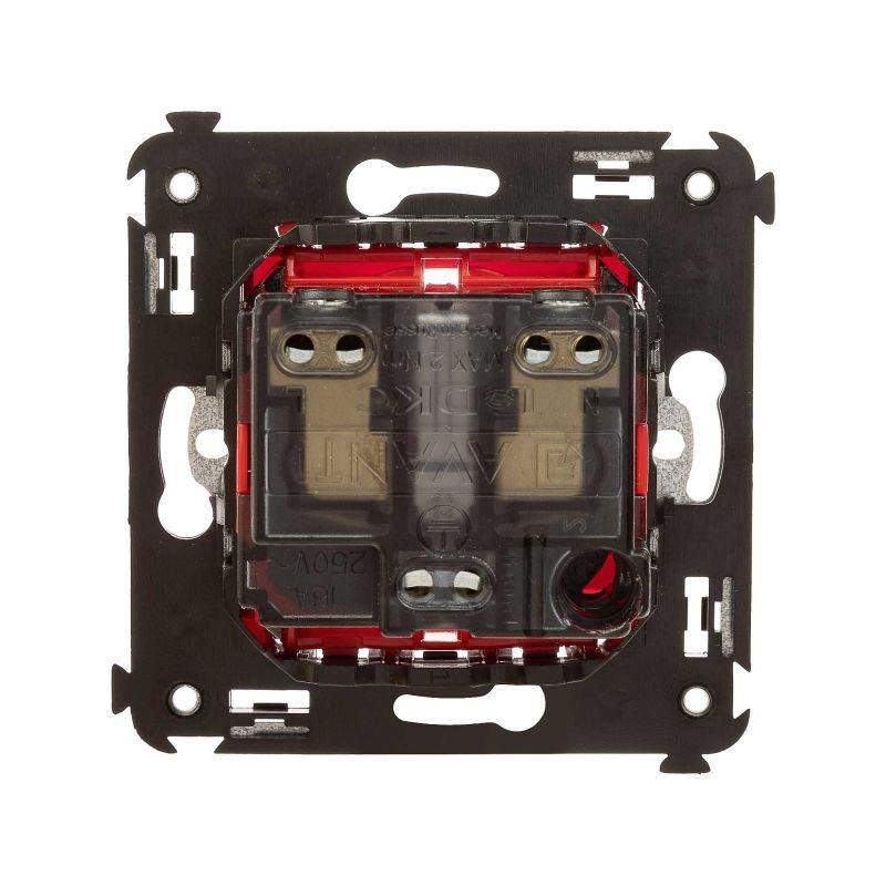  Розетка 1-м СП 2мод. Avanti "Красный квадрат" 16А IP20 2P+E защ. шторки красн. DKC 4401003 фото в каталоге от BTSprom.by