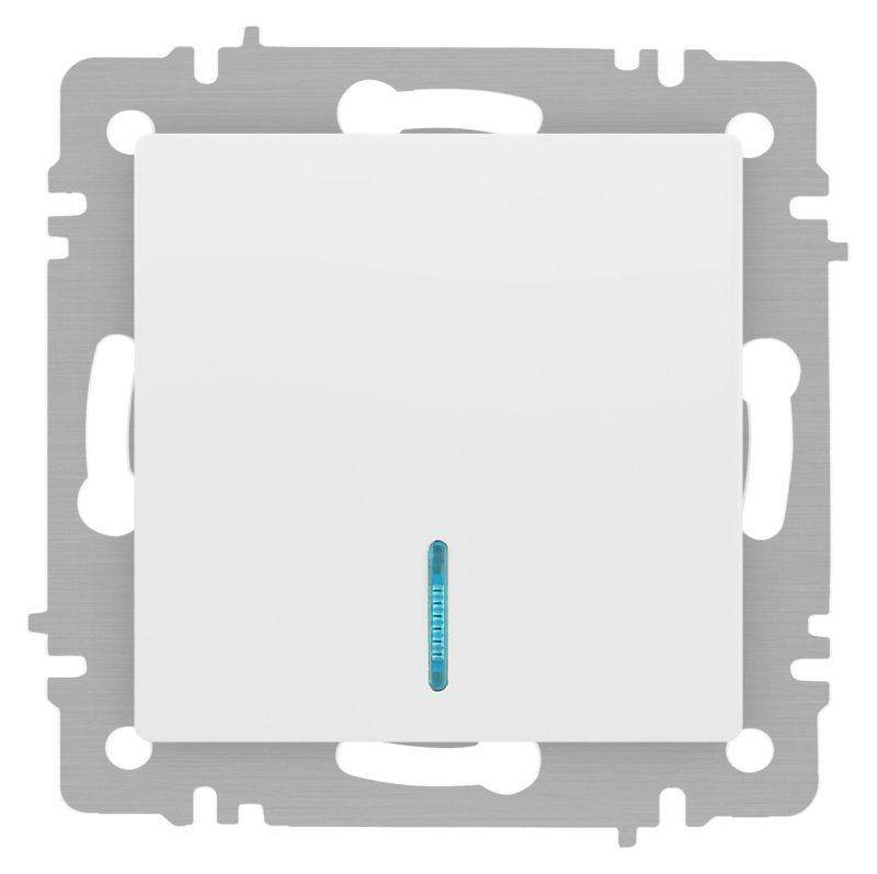 выключатель accent 6-102-01м с подсветкой 10а-250в ip20 су al/cu бел. матов. intro б0063466 от BTSprom.by