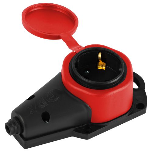  Колодка 1-м с заземл. 16A IP44 KX-1e-RED-IP44 каучук. красн. Эра Б0068412 фото в каталоге от BTSprom.by