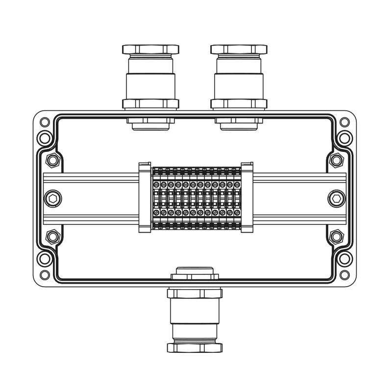 коробка взрывозащищенная клеммная из полиэстера tbe-p-04-(12xcbc.2)-2xkh3mhk(a)-1xkh3mhk(c)1ex e iic т5 gb / ex tb iiic t95град.c dbip66/кз dkc 1231.041.22.1259 от BTSprom.by