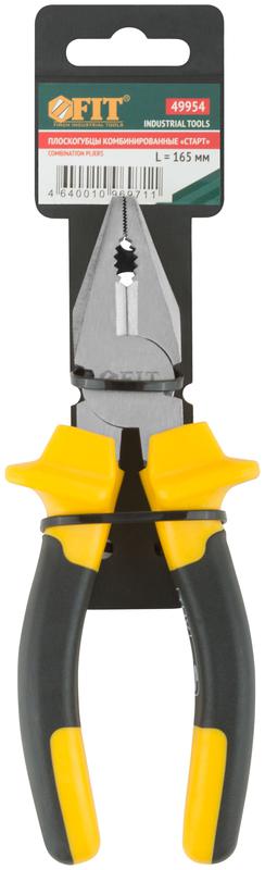  Плоскогубцы комбинированные "Старт" прорезиненные ручки хром-никелевое покрытие 165мм черн.-желт. 49954 фото в каталоге от BTSprom.by