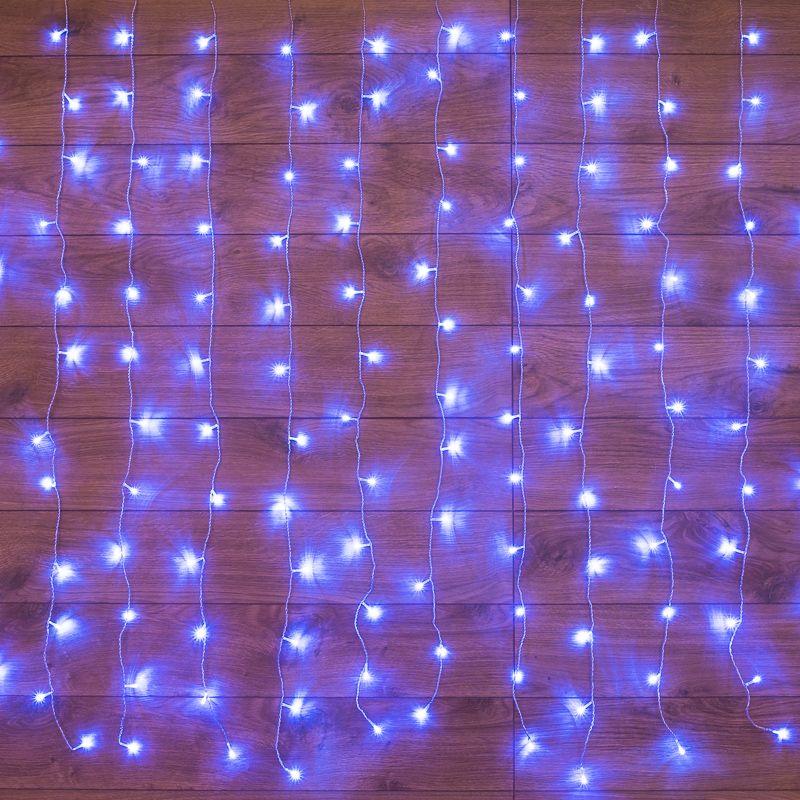 гирлянда светодиодная "светодиодный дождь" 1.5х1.5м 144led син. 12вт 230в ip20 с контроллером провод прозр. neon-night 235-033 от BTSprom.by