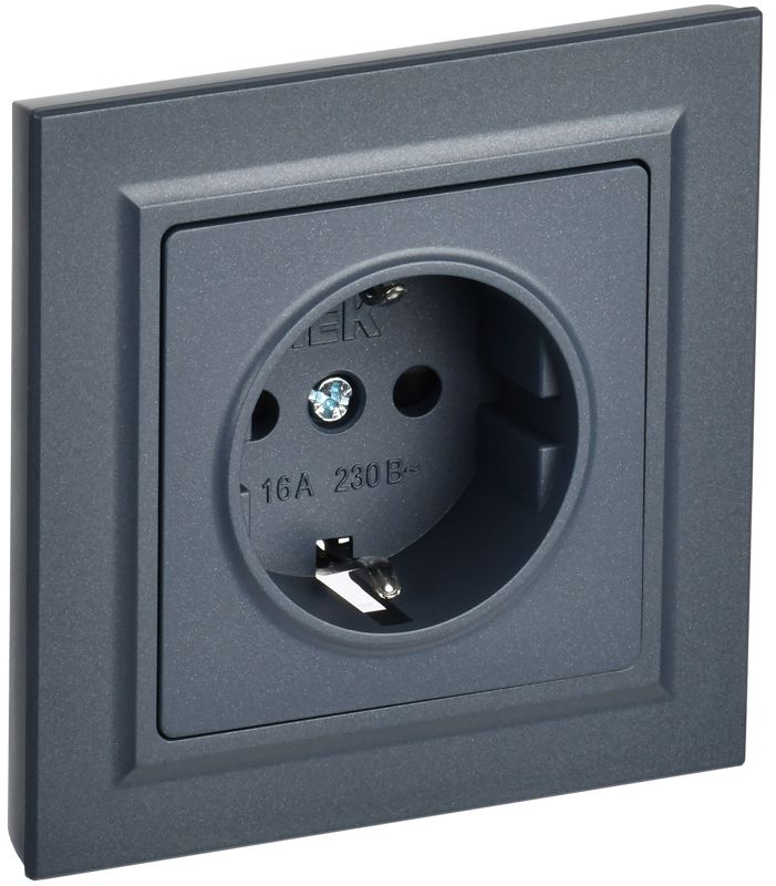 розетка сп brite рср14-1-0-брм 16а в сборе с заземл. защ. шторки маренго iek br-r14-16-k35-f от BTSprom.by