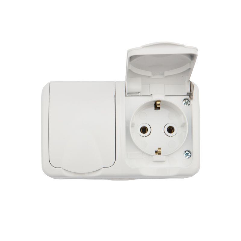  Блок ОП 2 розетки горизонт. Mini OG с заземл. керамика IP54 бел. Kranz KR-78-0607 фото в каталоге от BTSprom.by