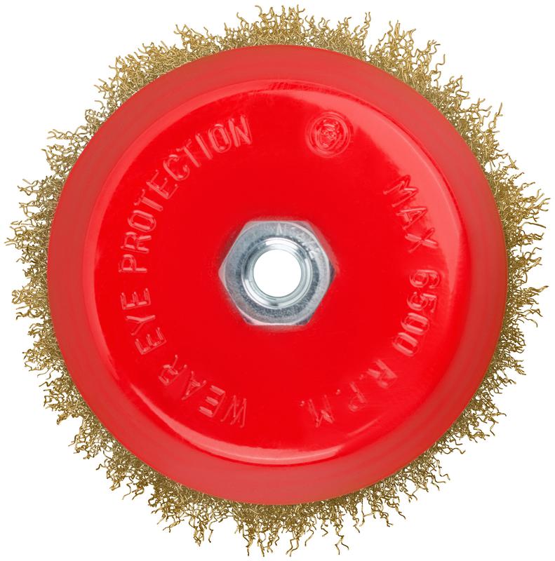  Корщетка-чашка гайка М14 стальная латунированная волнистая проволока 150мм FIT 39274 фото в каталоге от BTSprom.by