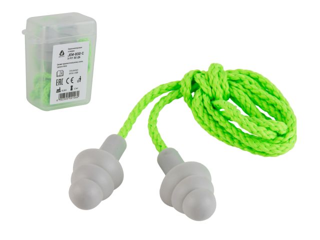 беруши в контейнере со шнурком многоразовые x-fit jeta safety (32 дб, из термопластичной резины) jem-832-c от BTSprom.by