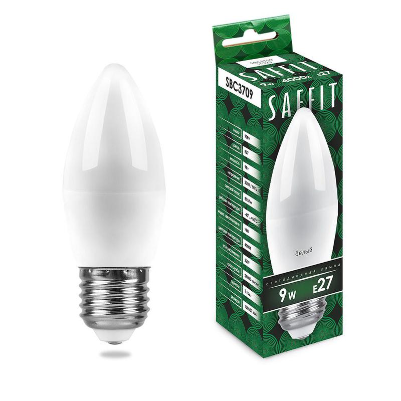 лампа светодиодная 9вт 230в e27 4000к c37 sbc3709 saffit 55129 от BTSprom.by