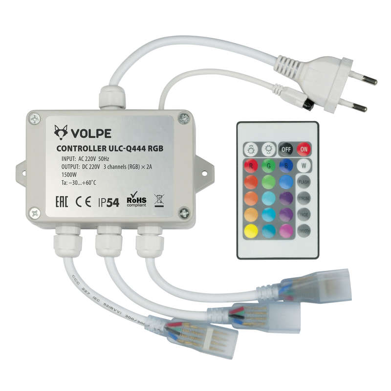контроллер ulc-q444 rgb white для управления светодиод. rgb uls-5050 лентами 220в 3 вых. 1440вт с пультом ду ик volpe ul-00002275 от BTSprom.by