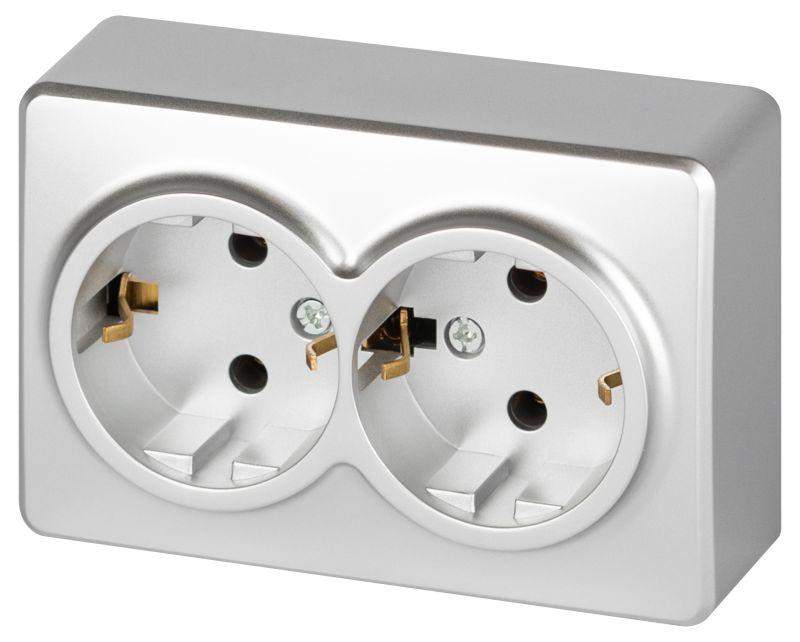 розетка 2-м оп эксперт 11-2205-03 16а ip20 250в 2х2p+e schuko с заземл. алюм. эра б0063046 от BTSprom.by
