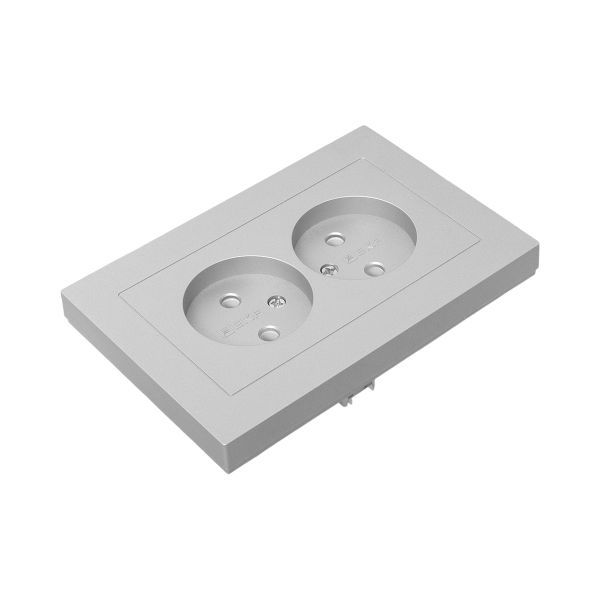  Розетка 2-м СП Эпика 16А без заземл. без защ. шторок с рамкой механизм алюм. EKF UP1-SOA-200 фото в каталоге от BTSprom.by