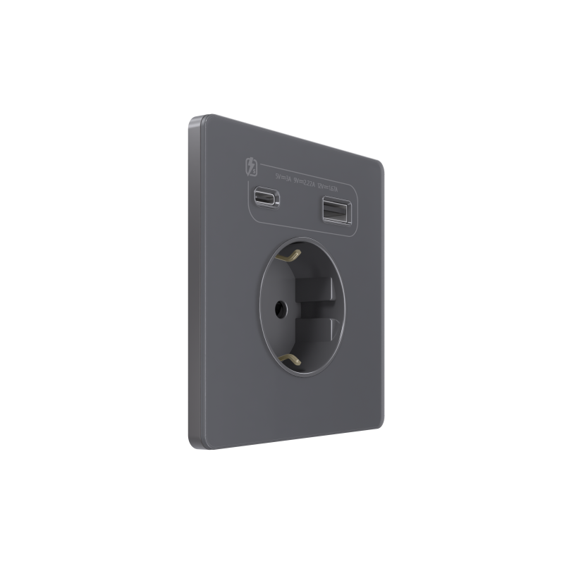 розетка сп systeme infinity 16а 250в с заземл. и заряд. устр. usb а+с 20вт защ. шторки вулканический пепел se fse000732 от BTSprom.by
