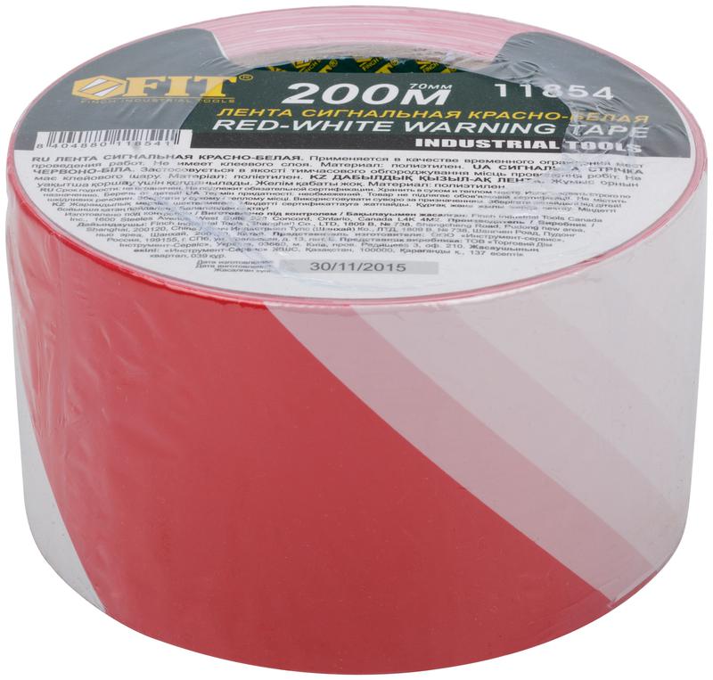  Лента сигнальная 70ммх200м красн.-бел. FIT 11854 фото в каталоге от BTSprom.by