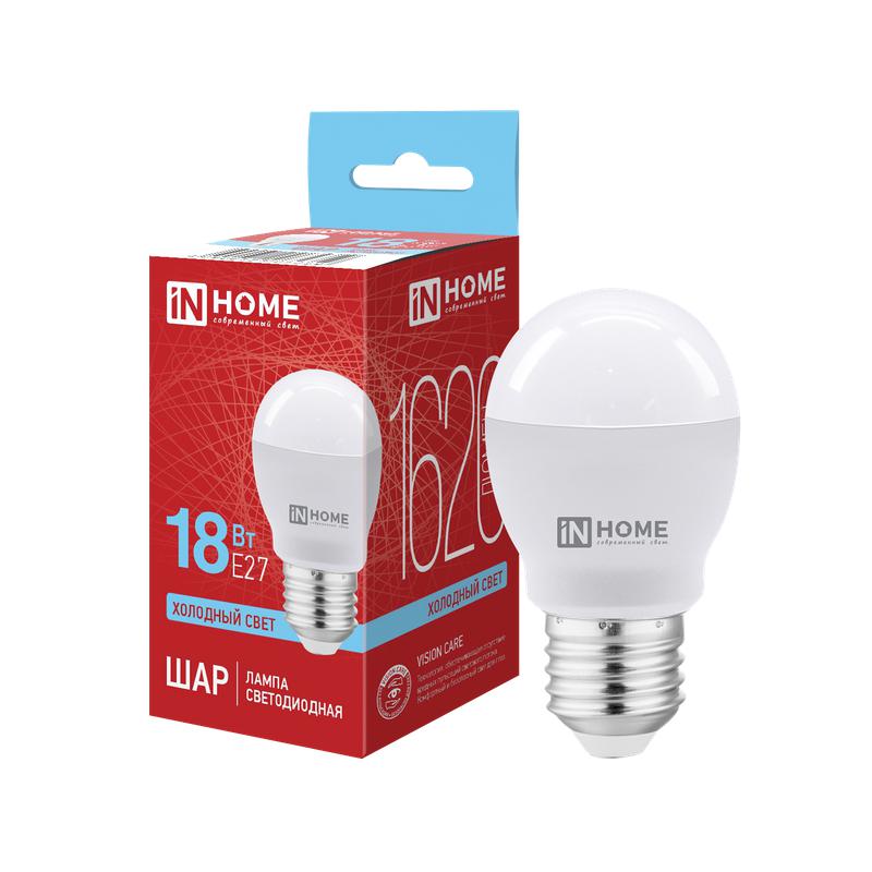 лампа светодиодная led-шар-vc 18вт шар 6500к e27 1620лм 230в in home 4690612065359 от BTSprom.by