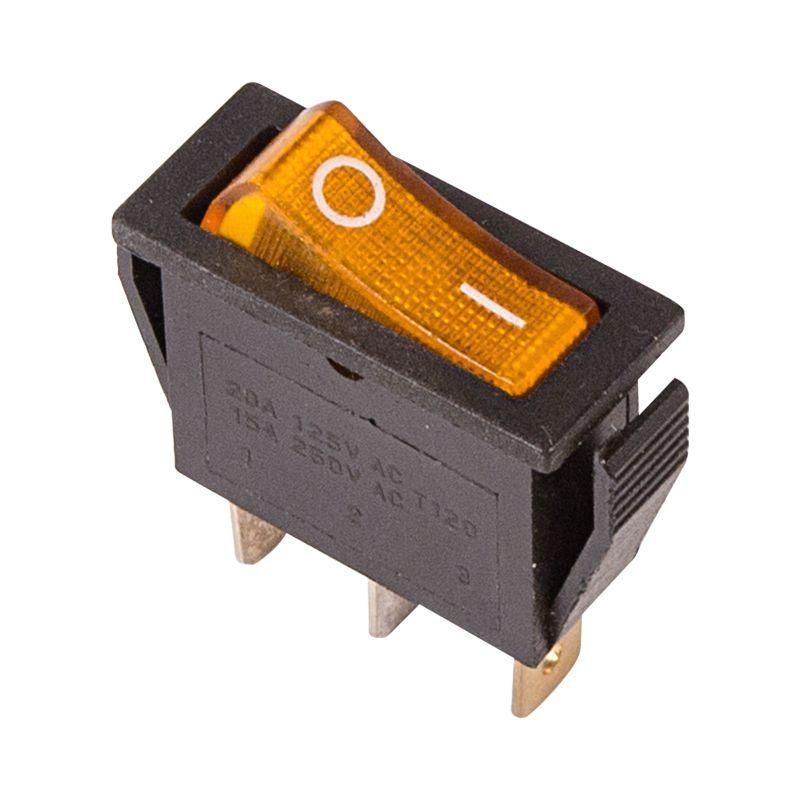 выключатель клавишный 250в 15а (3с) on-off rwb-404 sc-791 irs-101-1c желт. с подсветкой rexant 36-2212 от BTSprom.by