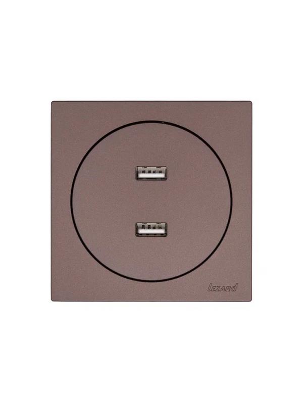 Розетка 2-м СП OSEN USB разъем механизм шоколад LEZARD 743-7388-192 фото в каталоге от BTSprom.by