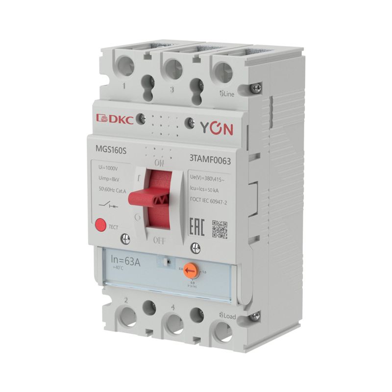выключатель автоматический yon mgs160s 3p 50 4-63а 50ка yon (группа dkc) mgs160s-3tamf0063 от BTSprom.by