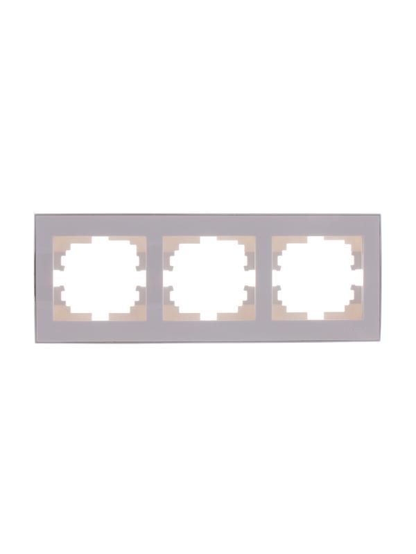 рамка 3-м rain горизонт. с хром. боковой вставкой бел. lezard 703-0225-148 от BTSprom.by