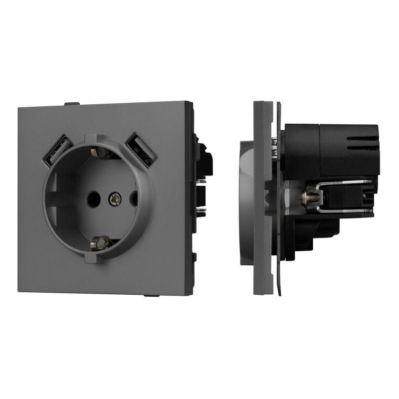 розетка sct-tendo-muaa-sfpl-gr 16а 230в с usb зарядкой механизм arlight 054605 от BTSprom.by