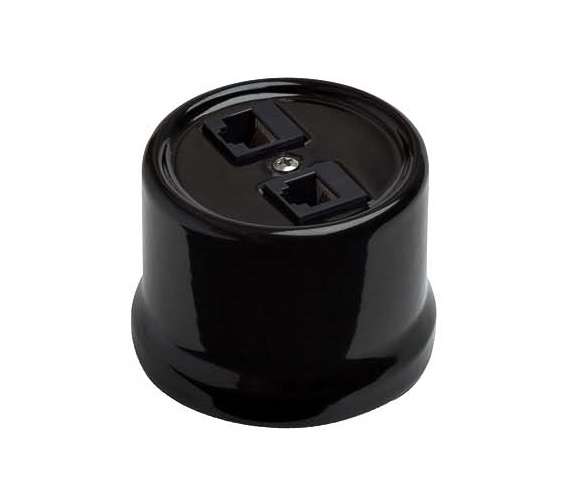 розетка компьютерная 2-м оп лизетта rj45 10а ip20 ретро кат.5e керамика черн. bironi b1-302-03 от BTSprom.by