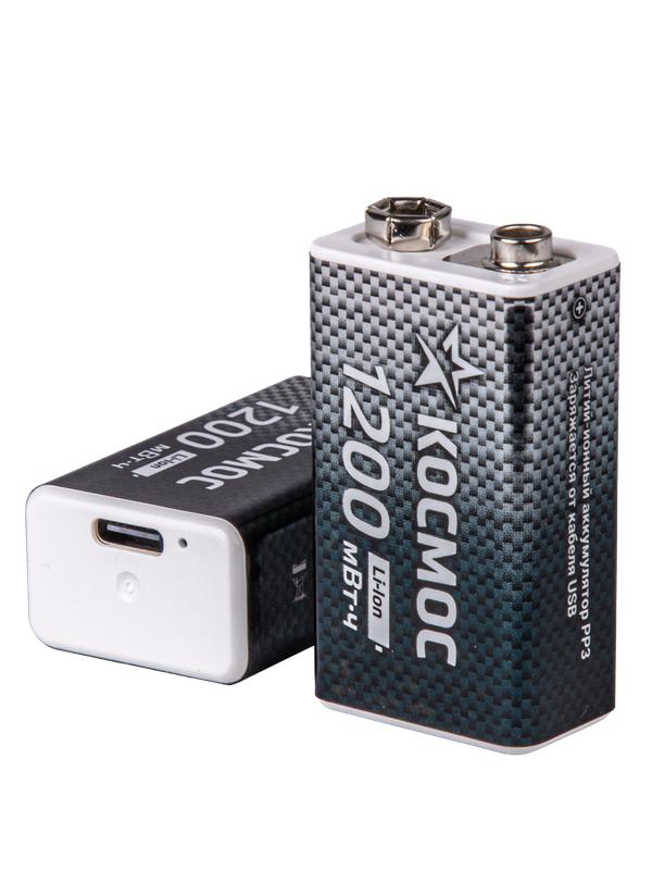  Аккумулятор крона Li-ion 9В 1200мАч (уп.2шт) КОСМОС KOCLi9V1200mAh2B фото в каталоге от BTSprom.by
