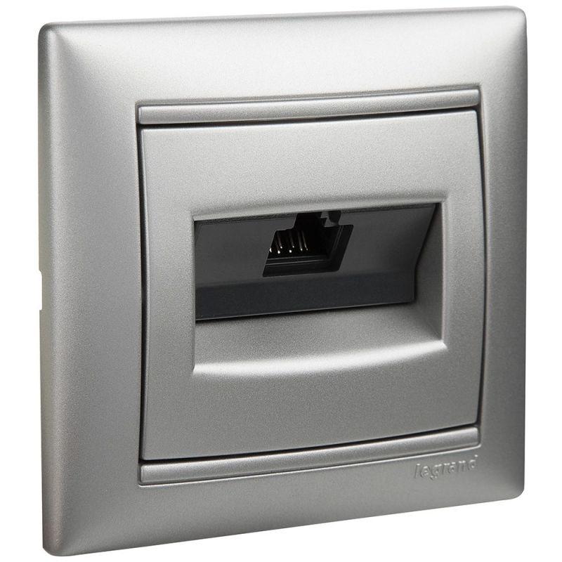 розетка компьютерная 1-м сп valena rj45 кат.6 utp на захватах механизм алюм. iek 770246 от BTSprom.by