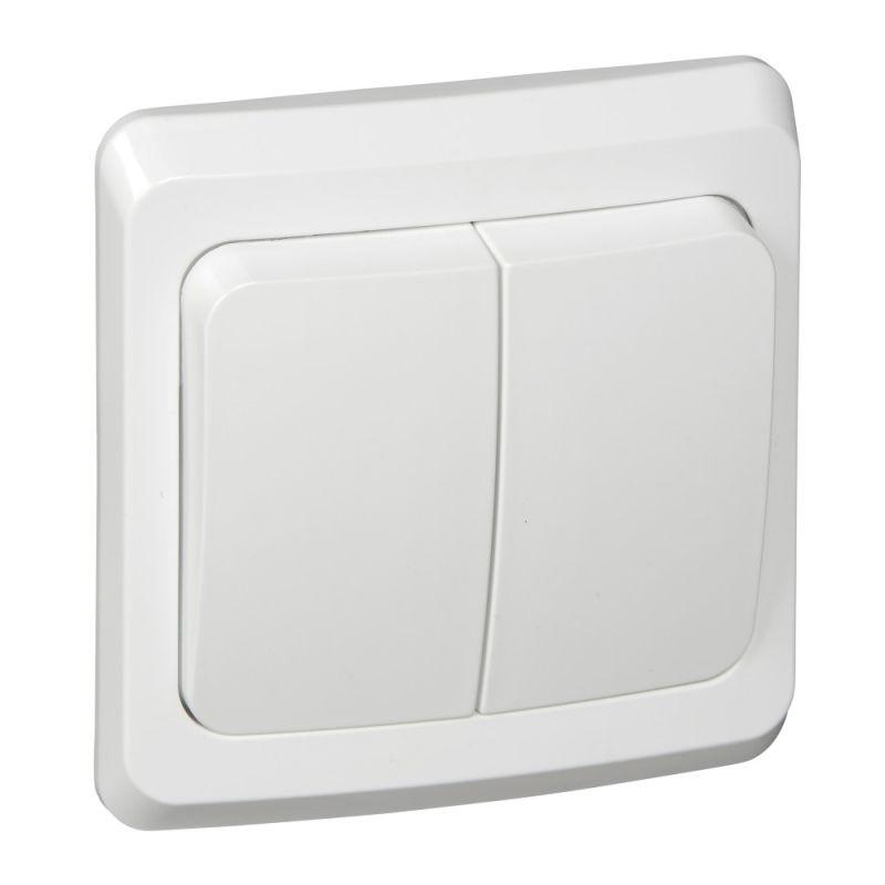 выключатель 2-кл. сп этюд 10а ip20 с подсветкой бел. se bc10-006b от BTSprom.by