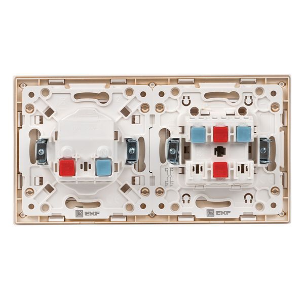  Рамка 2-м Стокгольм бел. с линией цвета шампань PROxima EKF EYM-G-303-10 фото в каталоге от BTSprom.by