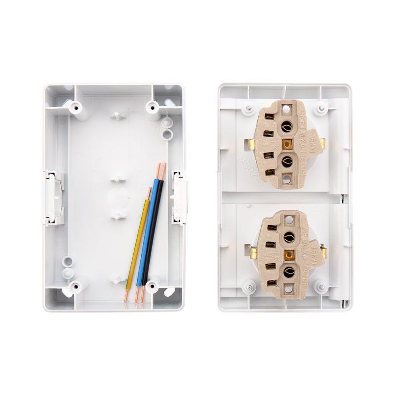  Блок розеток 2-м ОП INDUSTRIAL IP54 горизонт. с заземл. керамика бел. Kranz KR-78-0803 фото в каталоге от BTSprom.by