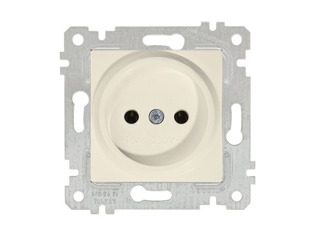 розетка 1-ая (скрытая, без рамки, б/з) кремовая, rita, mutlusan (16 a, 250 v, ip 20) 2200 601 0202 от BTSprom.by