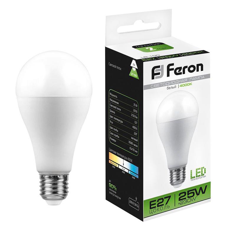 лампа светодиодная 25вт 230в e27 4000к a65 lb-100 feron 25791 от BTSprom.by