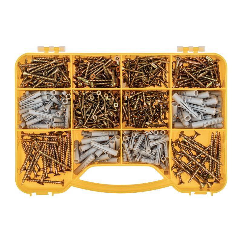  Набор саморезов и дюбелей 590шт пластик. коробка Kranz KR-01-3101-03 фото в каталоге от BTSprom.by