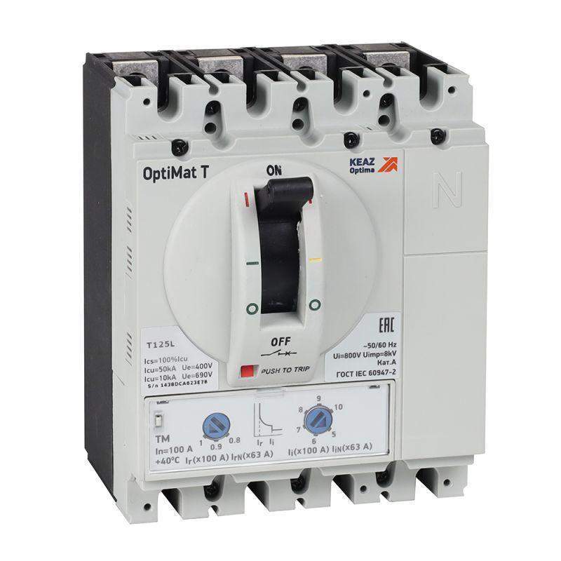 выключатель автоматический optimat t125l tm 25a 4p кэаз 355744 от BTSprom.by